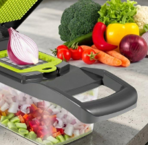 16-in-1 Vegetable Chopper with 8 Blades – Multi-Function Slicer, Dicer, Shredder & Container with Strainer