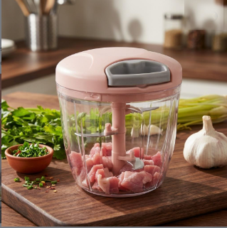 Manual Meat Mincer & Vegetable Chopper – Rotate Garlic Press Crusher, Multi-Purpose Kitchen Tool for Meat, Garlic, Onion & Veggies