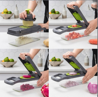 16-in-1 Vegetable Chopper with 8 Blades – Multi-Function Slicer, Dicer, Shredder & Container with Strainer